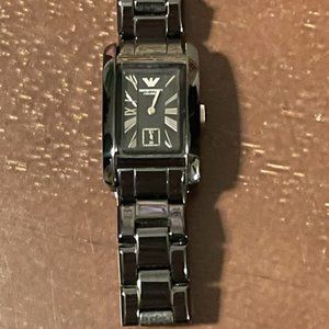 Emporio Armani Black Ceramic Rectangular Watch